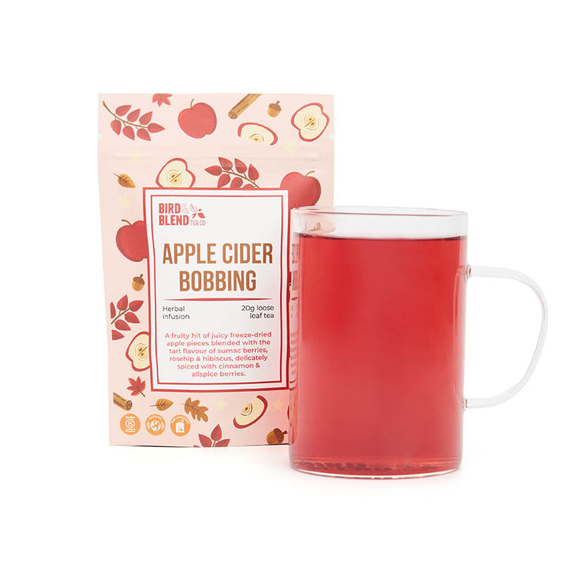 apple cider bobbing tea with mug