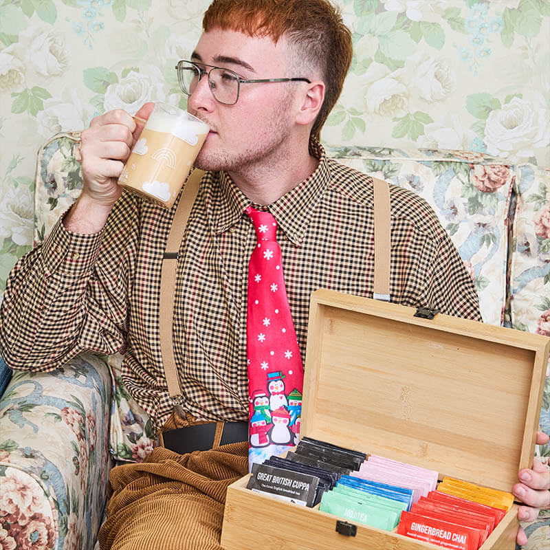 bamboo tea chest drinking tea