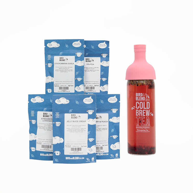 cold brew experience pack with pink bottle