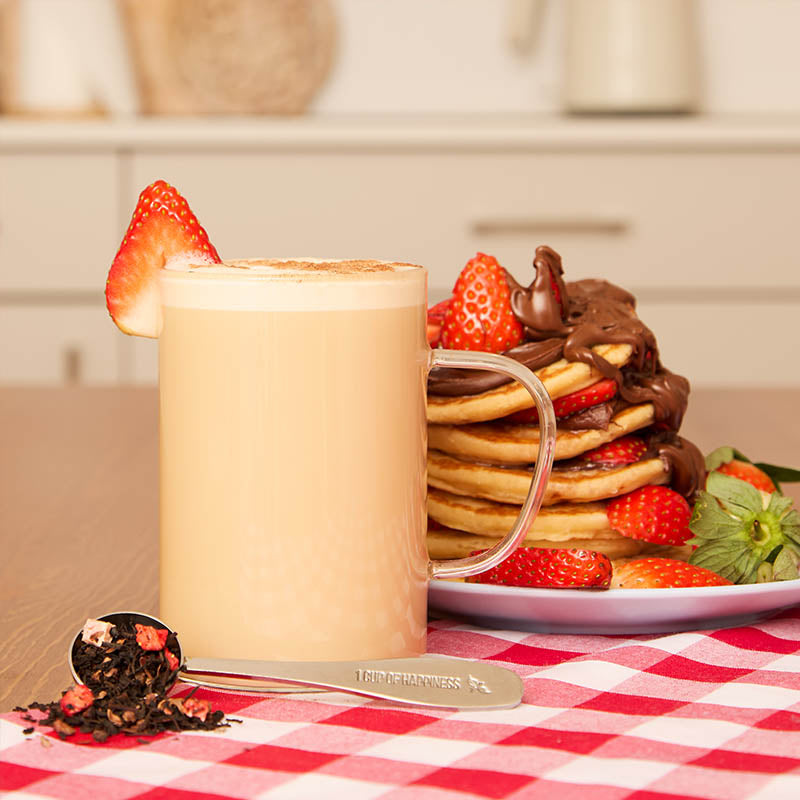 strawberry and nutella pancakes tea