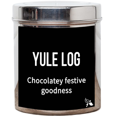 yule log tea tin